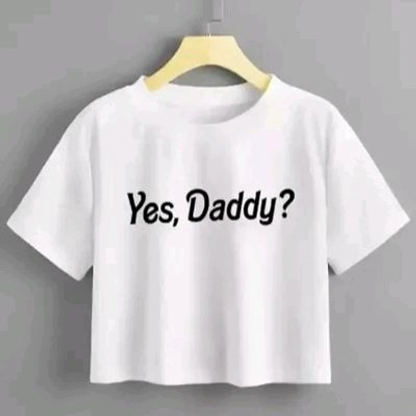 Yes Daddy Printed Cotton Crop For Ladies - White, XL