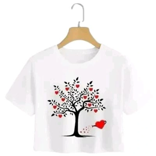 Classic Cotton Blend Printed Tops for Women - White, M