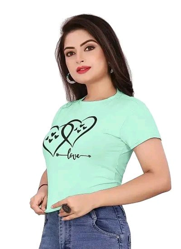 CRYSTON Graphic Printed Women's T-Shirt with Love Text in Heart Cotton Blend Round Neck Half Sleeves T-Shirt Love, Valentine's Day, Gift T-Shirts (Pack of 1) - Mint Green, M