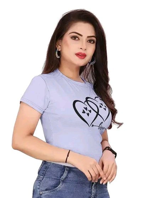 CRYSTON Graphic Printed Women's T-Shirt with Love Text in Heart Cotton Blend Round Neck Half Sleeves T-Shirt Love, Valentine's Day, Gift T-Shirts (Pack of 1) - Purple, M