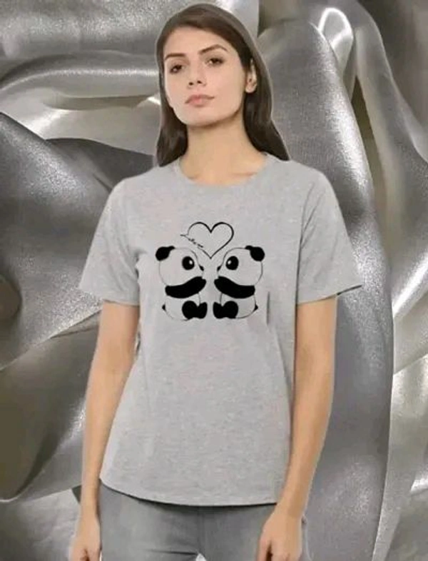 Elegant Cotton Printed Round Neck T-Shirts For Women - Yellow, XL