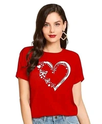 Cintia Women Print Smile Tshirt | Half Sleve Plain | Regular Fit Ladies T Shirt for Women & Girls | Cotton Shirt for Women | T-Shirt HeartBtrfly Yellow  - White, S