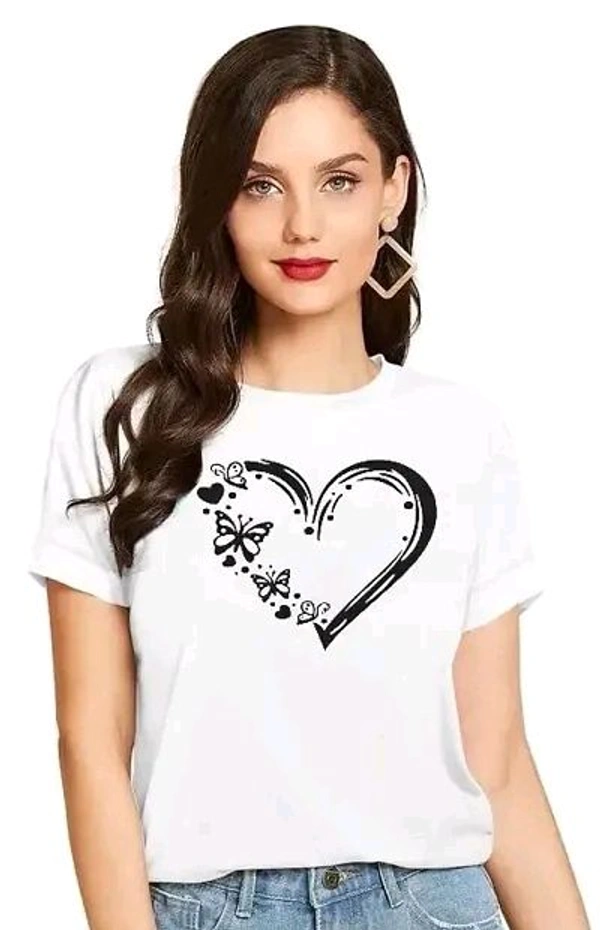 Cintia Women Print Smile Tshirt | Half Sleve Plain | Regular Fit Ladies T Shirt for Women & Girls | Cotton Shirt for Women | T-Shirt HeartBtrfly Yellow  - White, XL