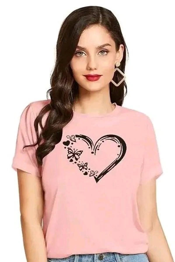 Cintia Women Print Smile Tshirt | Half Sleve Plain | Regular Fit Ladies T Shirt for Women & Girls | Cotton Shirt for Women | T-Shirt HeartBtrfly Yellow  - Peach, M