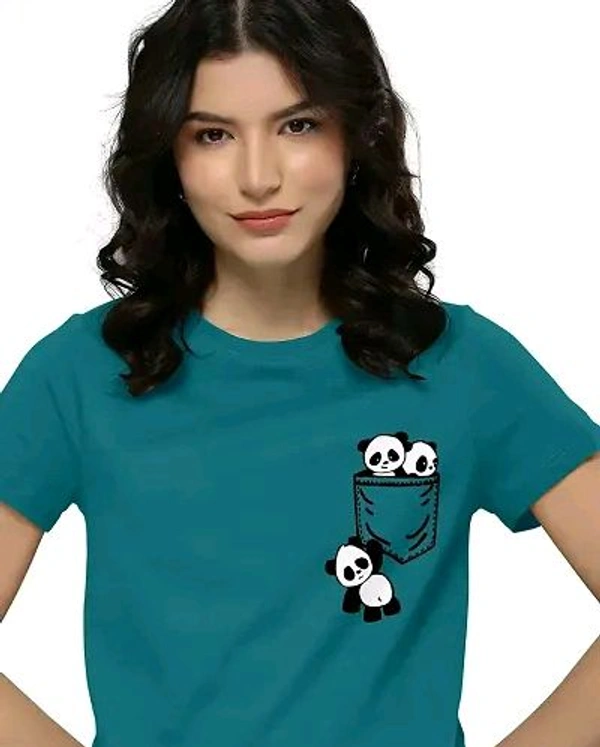 Women Printed Half Sleeve T-Shirt - Teal, S