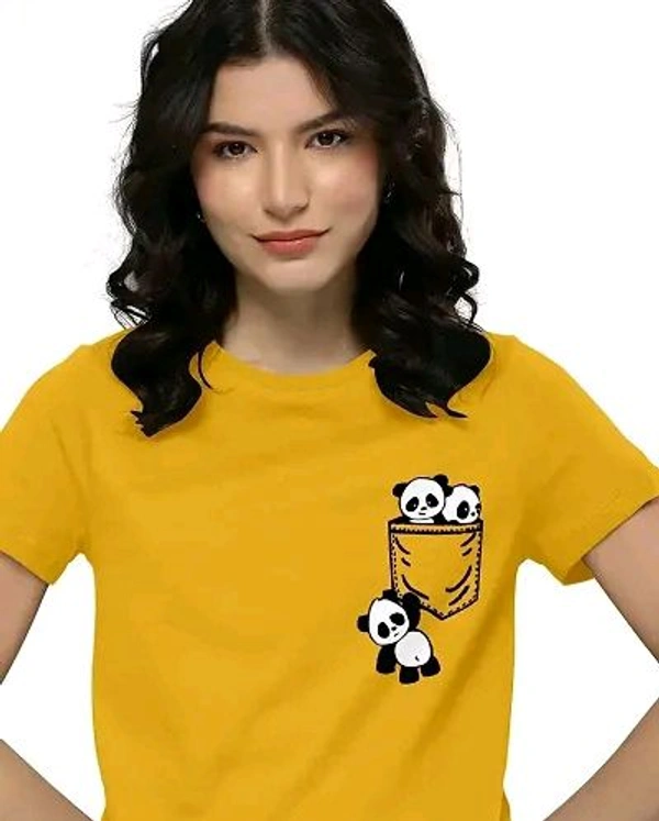 Women Printed Half Sleeve T-Shirt - Yellow, S