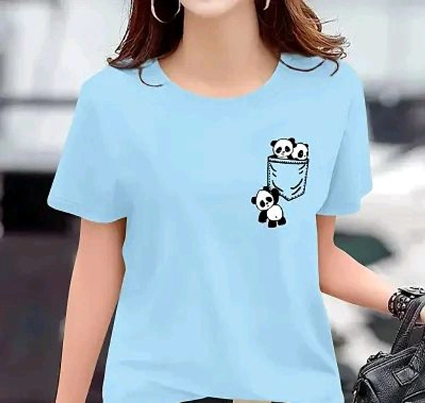 Women Printed Half Sleeve T-Shirt - Blue, XL