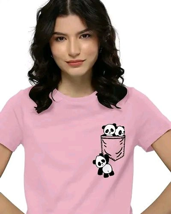 Women Printed Half Sleeve T-Shirt - Pink Lace, M