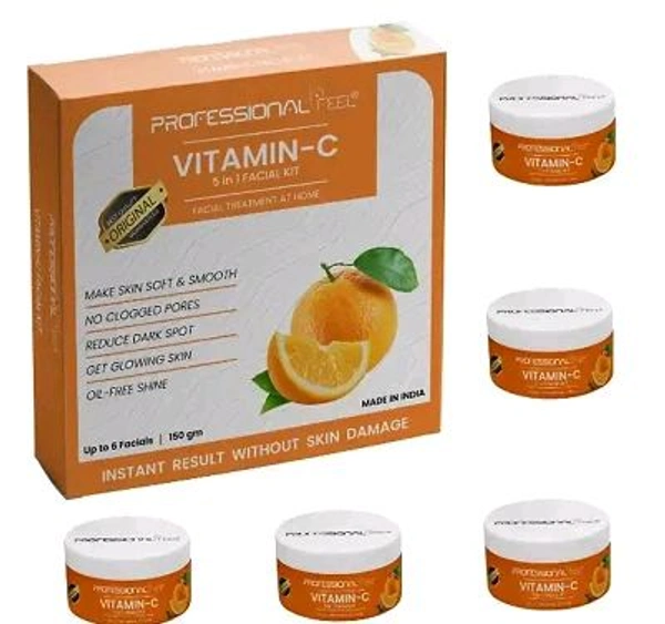 Professional Feel Facialkit 5 in 1, Instant Result Without Skin Damage, All Skin Type, Mens And Women, (150g) - Vitamin C