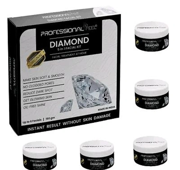 Professional Feel Facialkit 5 in 1, Instant Result Without Skin Damage, All Skin Type, Mens And Women, (150g) - Diamond