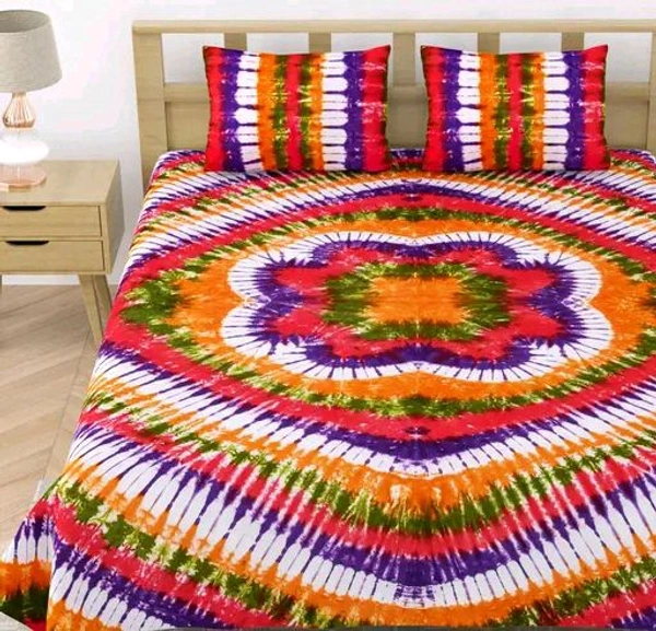 Hand craft Jaipuri Pure Cotton king size Hand Made Tie And Dye Bedsheet With 2 Stitched Pillow Covers - 90 X 108 Inch