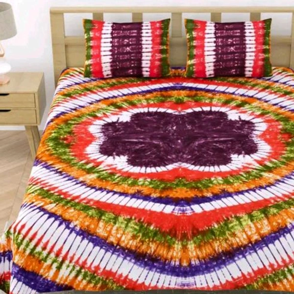 Hand Craft Jaipuri Pure Cotton king size Hand Made Tie And Dye Bedsheet With 2 Stitched Pillow Covers  - 90 X 108 Inch
