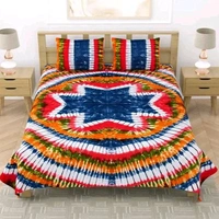 Hand Craft Jaipuri Pure Cotton king size Hand Made Tie And Dye Bedsheet With 2 Stitched Pillow Covers - 90 X 108 Inch