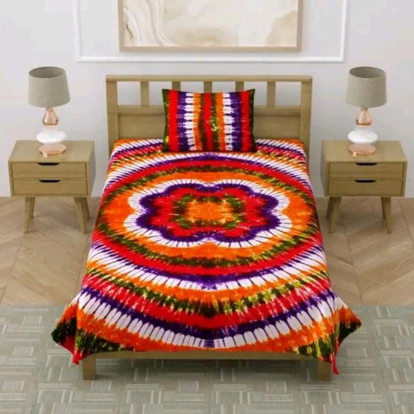 Hand Craft Jaipuri Pure Cotton Hand Made Tie And Dye 100% Fast Colour Single Bedsheet With 1 Pillow Cover - 60 X 90