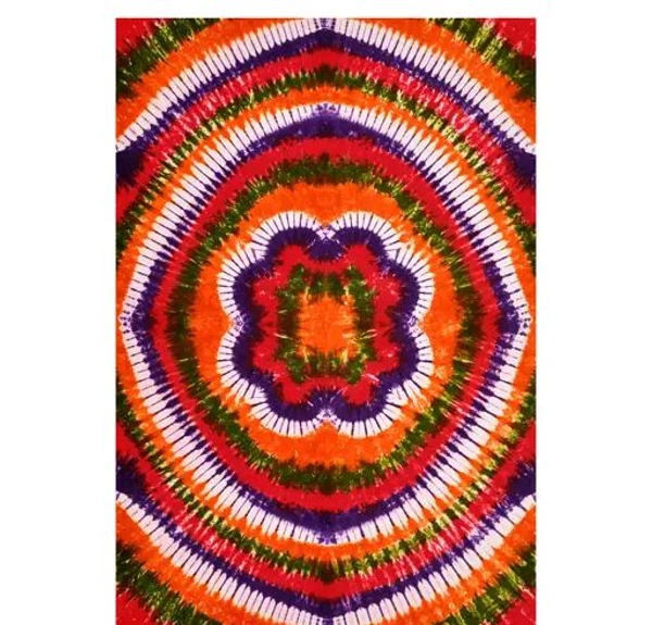 Hand Craft Jaipuri Pure Cotton Hand Made Tie And Dye 100% Fast Colour Single Bedsheet With 1 Pillow Cover - 60 X 90