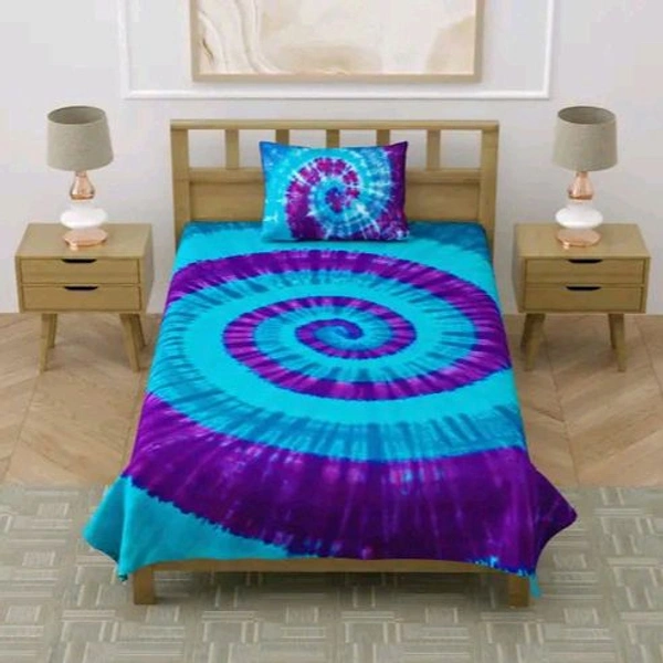 Hand Craft Jaipuri Pure Cotton Hand Made Tie And Dye 100% Fast Colour Single Bedsheet With 1 Pillow Cover - 60 X 90 Inch
