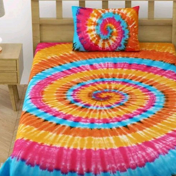 Hand Craft Jaipuri Pure Cotton Hand Made Tie And Dye 100% Fast Colour Single Bedsheet With 1 Pillow Cover - 60 X 90 Inch