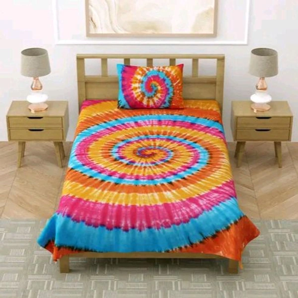 Hand Craft Jaipuri Pure Cotton Hand Made Tie And Dye 100% Fast Colour Single Bedsheet With 1 Pillow Cover - 60 X 90 Inch