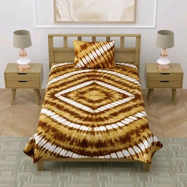 Hand Craft Tie And Dye Pure Cotton 100% Fast Color Single Bedsheet with 1 Pillow Cover - 60 X 90 Inch