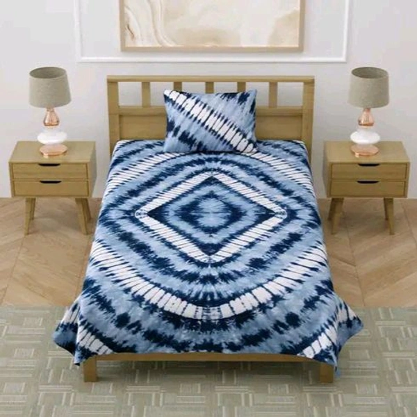 Hand Craft Tie And Dye Pure Cotton 100% Fast Color Single Bedsheet with 1 Pillow Cover - 60 X 90 Inch