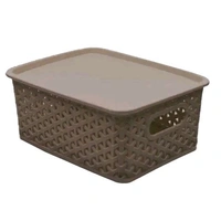 Plastic 3 Pieces Extra Small Size Multipurpose Solitaire Storage Basket with Lid (Multi) - Storage Basket (Pack of 3)