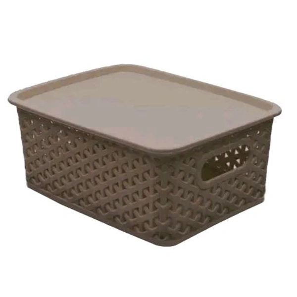 Plastic 3 Pieces Extra Small Size Multipurpose Solitaire Storage Basket with Lid (Multi) - Storage Basket (Pack of 3)