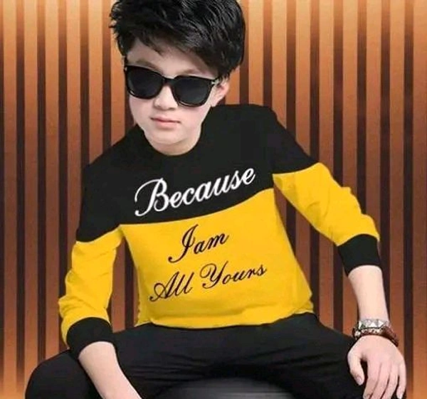 Trendy kids Round neck tshirt  - Yellow, 32