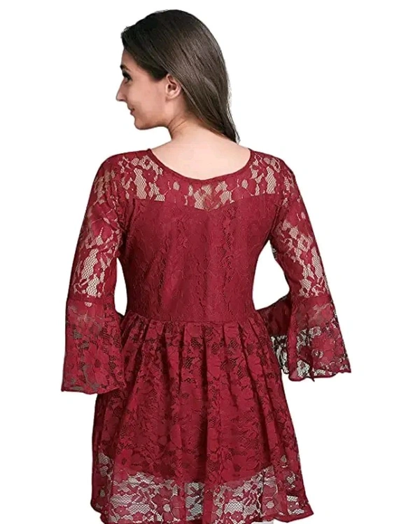 HIALTO Women's Russel Net Top - Maroon, M