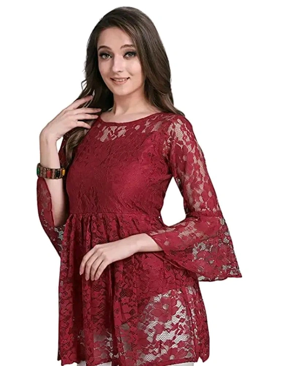 HIALTO Women's Russel Net Top - Maroon, XXXL