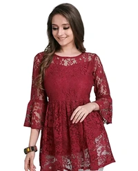 HIALTO Women's Russel Net Top - Maroon, XXXL