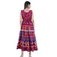 Rangun Presents Jaipuri Printed Long Women's Maxi one Piece Dress Free Size - Maroon, Free Size