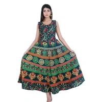 Rangun Presents Jaipuri Printed Long Women's Maxi one Piece Dress Free Size - Japanese Laurel, Free Size