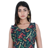 Rangun Presents Jaipuri Printed Long Women's Maxi one Piece Dress Free Size - Japanese Laurel, Free Size