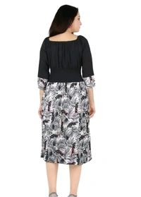 Charming Rayon Midi Length Dress For Women - Black, M
