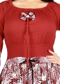 Charming Rayon Midi Length Dress For Women - Red, XL