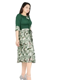 Charming Rayon Midi Length Dress For Women - Green, XL