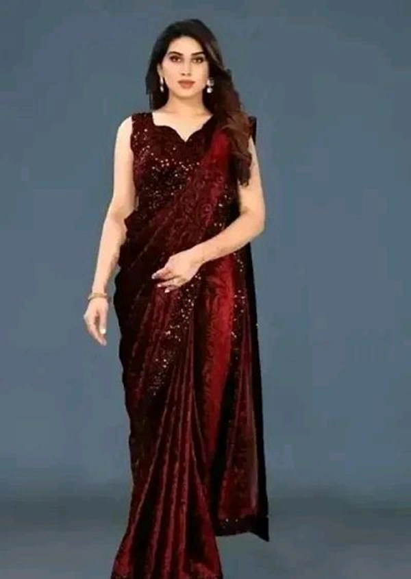 Trendy Lycra Embellished Sarees For Women - Red