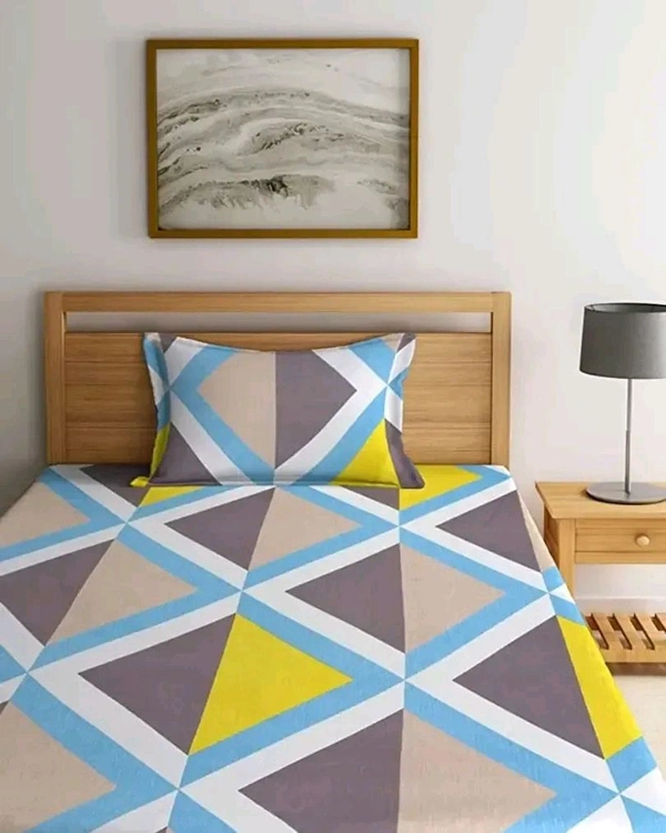 Microfibe Flat Single Bedsheet with 1 Pillow Cover - Single