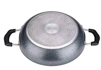 CROSS PAN Non Stick Kadai With 3 Way Non Stick Coating 24Cm Induction And Gas Stove Compatible Aluminum Black Granite Finish