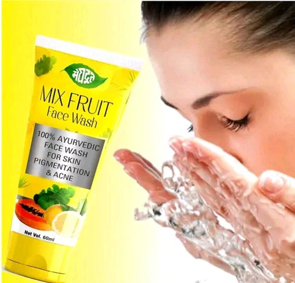 Meghdoot  MEGHDOOT HERBAL MIX FRUIT FACE WASH 60ML (PACK OF 03) Professional Face Wash 