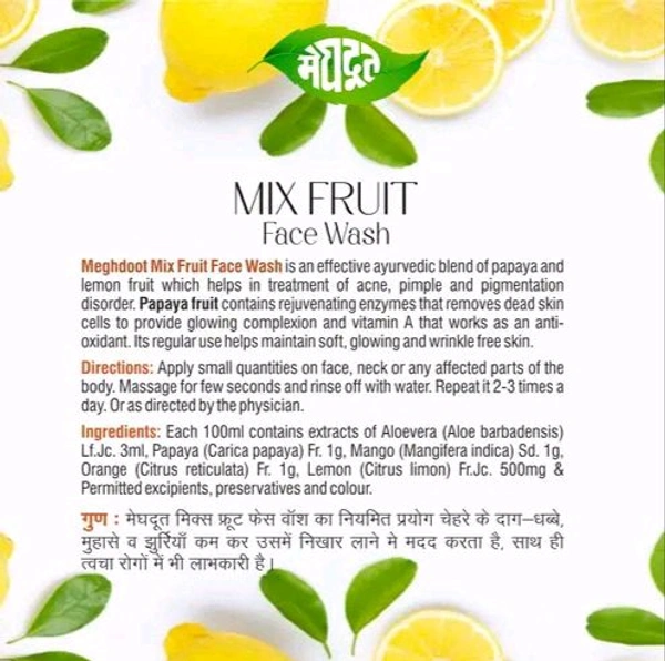 Meghdoot  MEGHDOOT HERBAL MIX FRUIT FACE WASH 60ML (PACK OF 03) Professional Face Wash 