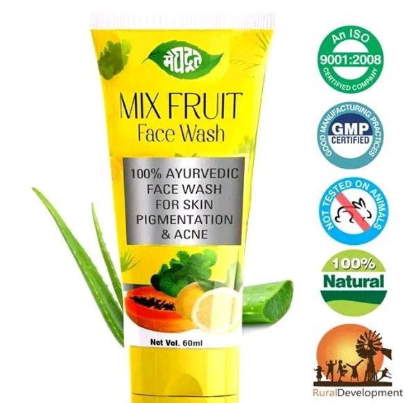 Meghdoot  MEGHDOOT HERBAL MIX FRUIT FACE WASH 60ML (PACK OF 06) Professional Face Wash 
