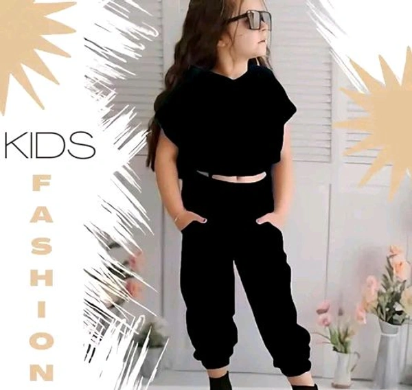 Fancy Kid's Clothing Set Peach - Black, 5-6 YR