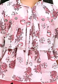 Sagun Dresses Pista Printed Beautiful Design Top and Trousers Set| Long Sleeve Top and Stretchable Bottom Set For Baby Girls, Kids - Pink Flamingo, 6-12 Months