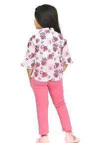 Sagun Dresses Pista Printed Beautiful Design Top and Trousers Set| Long Sleeve Top and Stretchable Bottom Set For Baby Girls, Kids - Pink Flamingo, 1-2 Yr