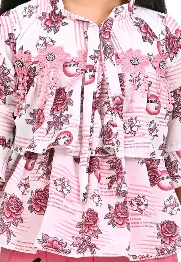 Sagun Dresses Pista Printed Beautiful Design Top and Trousers Set| Long Sleeve Top and Stretchable Bottom Set For Baby Girls, Kids - Pink Flamingo, 9-10 Yr