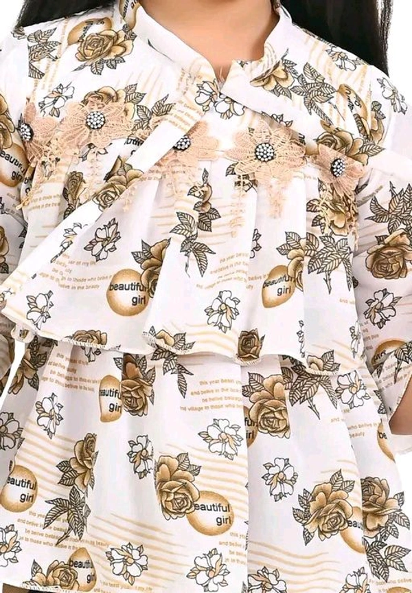 Sagun Dresses Pista Printed Beautiful Design Top and Trousers Set| Long Sleeve Top and Stretchable Bottom Set For Baby Girls, Kids - Raw Sienna, 18-24 Months