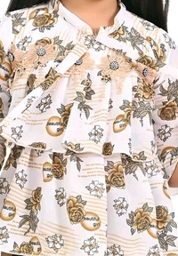 Sagun Dresses Pista Printed Beautiful Design Top and Trousers Set| Long Sleeve Top and Stretchable Bottom Set For Baby Girls, Kids - Raw Sienna, 5-6 Yr