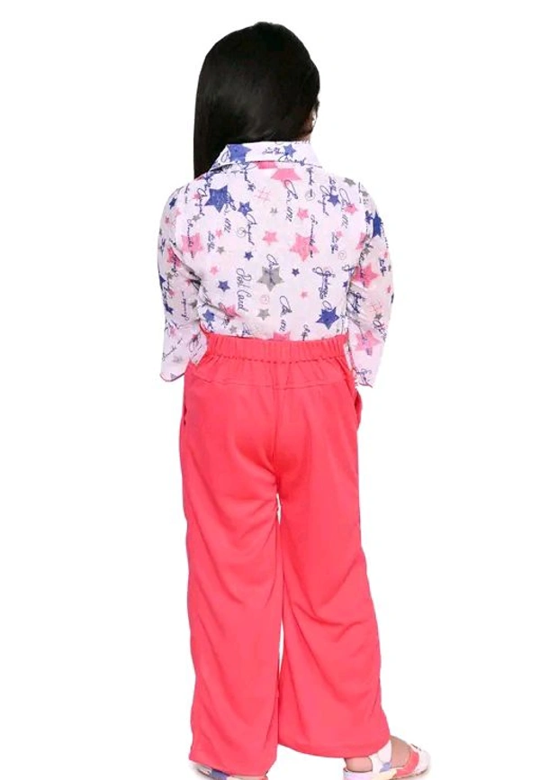 SAGUN DRESSES Chiffon Printed Top and Plazzo Top and Plazzo Sets for Kids' Perfect Party Look Dress - Red Orange, 8-9 Yr