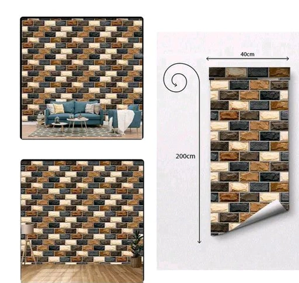 SRCC - Self Adhesive Wall Stickers For Kitchen 210x40 CM Kitchen Wallpaper Waterproof Wall Sticker | Kitchen Shelf Stickers for Home | Kitchen Wall Stickers Oil Proof (Wall Texture) Wallpaper for Walls of Kitchen | Bedroom & Living Room